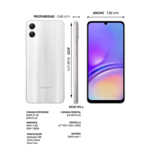 Samsung Galaxy A05 Dual SIM 128 GB plateado 4 GB RAM - Imagen 2