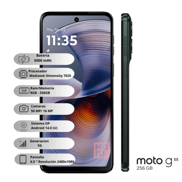 Celular Motorola G55 5G 256GB 8GB RAM Negro - Imagen 4